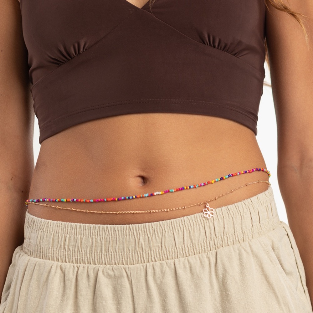 NEW - Red, Green, Yellow Beaded Waist Chain